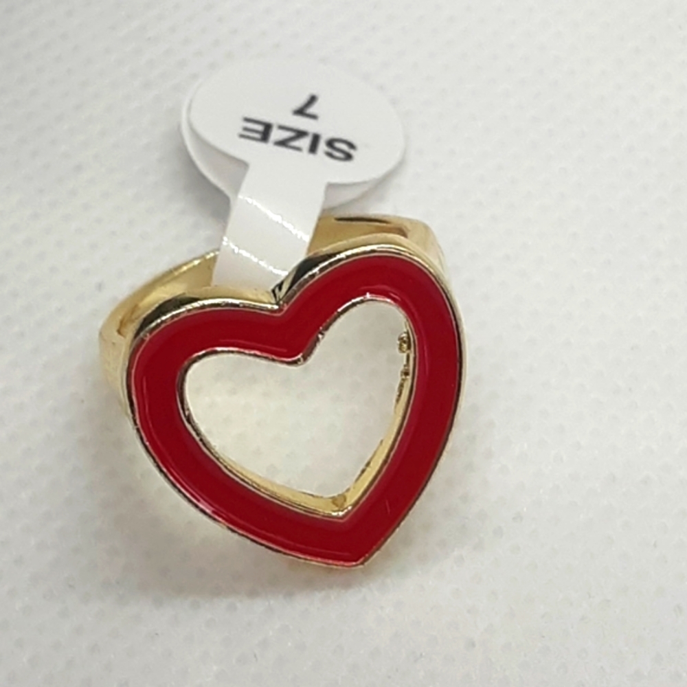 NWOT Red Gold Heart Ring - Picture 5 of 5
